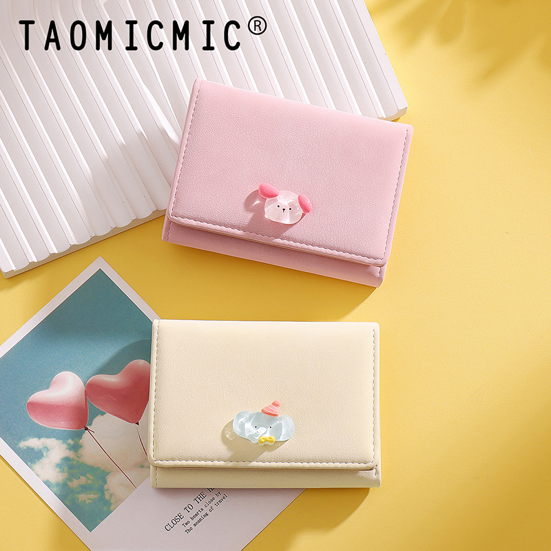 TAOMICMIC Women's PU Leather Wallet With Cute Animal Coin Pocket Slim Short Purse For Daily Gift (Y9579) - 图片 7
