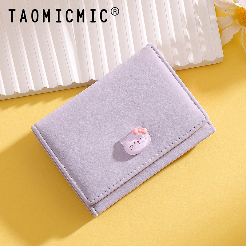 TAOMICMIC Women's PU Leather Wallet With Cute Animal Coin Pocket Slim Short Purse For Daily Gift (Y9579) - 图片 8
