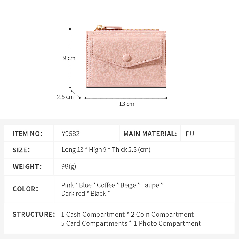 TAOMICMIC Women's PU Wallet Portable Corn Pocket Short Purse for Gift (Y9582) - 图片 3