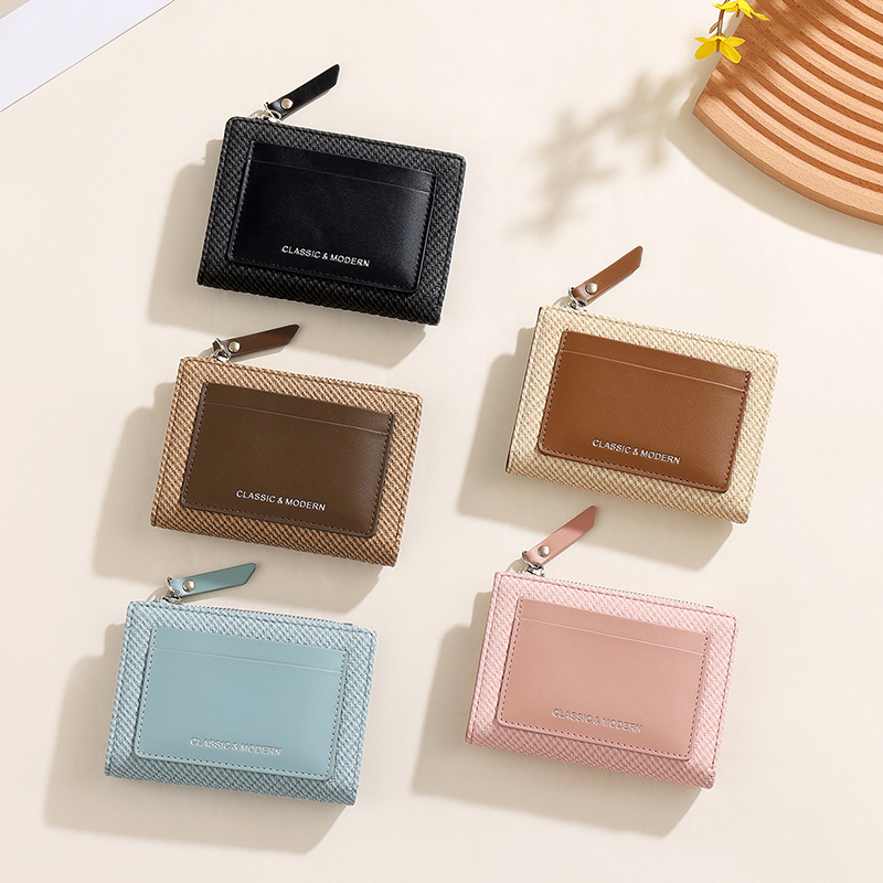 TAOMICMIC Short Bifold Women Wallet Canvas Grain Woven PU Multi Card Slots For Daily (Y9583) - 图片 10