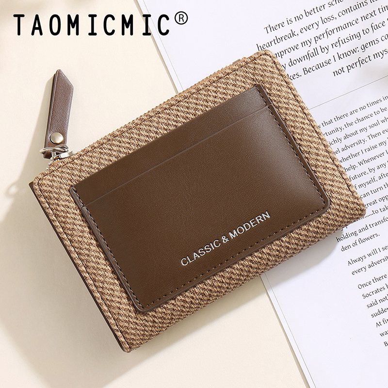 TAOMICMIC Short Bifold Women Wallet Canvas Grain Woven PU Multi Card Slots For Daily (Y9583) - 图片 8