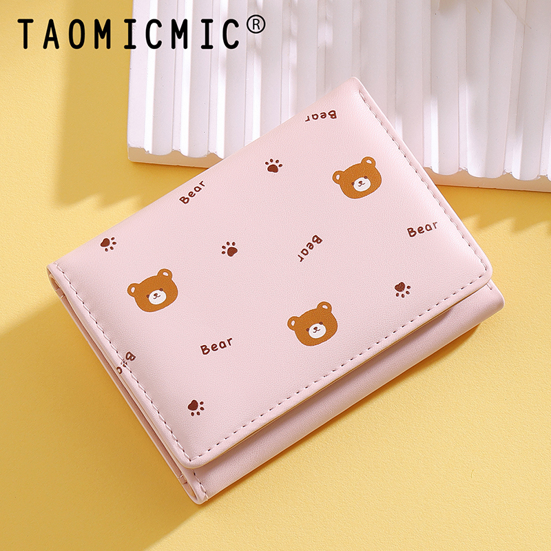 TAOMICMIC Women Trifold PU Wallet Bear Print Large Capacity Purse For Daily Use (Y9604) - 图片 5