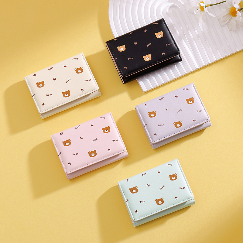 TAOMICMIC Women Trifold PU Wallet Bear Print Large Capacity Purse For Daily Use (Y9604) - 图片 9