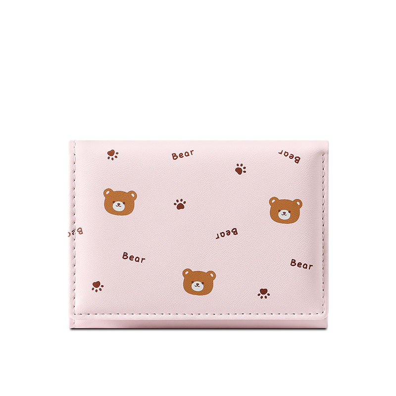 TAOMICMIC Women Trifold PU Wallet Bear Print Large Capacity Purse For Daily Use (Y9604)
