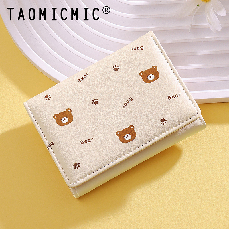 TAOMICMIC Women Trifold PU Wallet Bear Print Large Capacity Purse For Daily Use (Y9604) - 图片 6