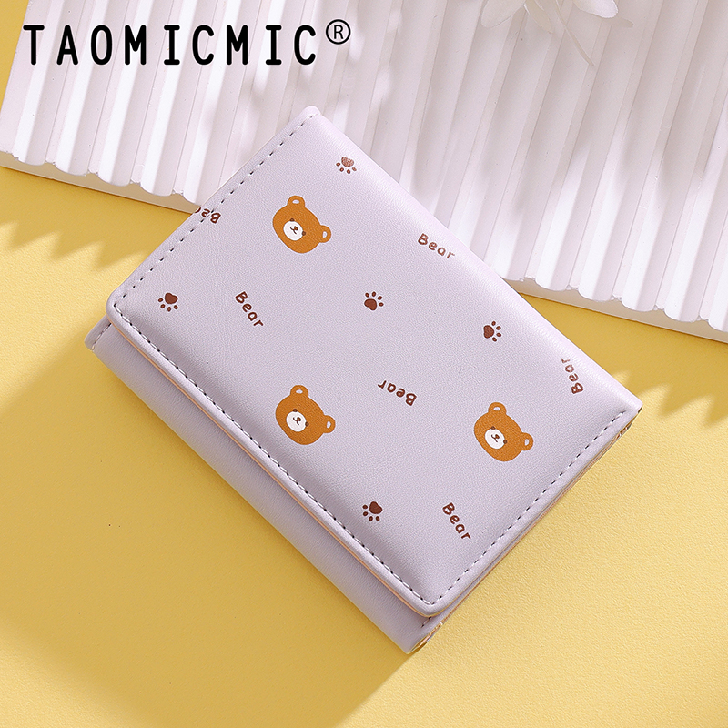 TAOMICMIC Women Trifold PU Wallet Bear Print Large Capacity Purse For Daily Use (Y9604) - 图片 7