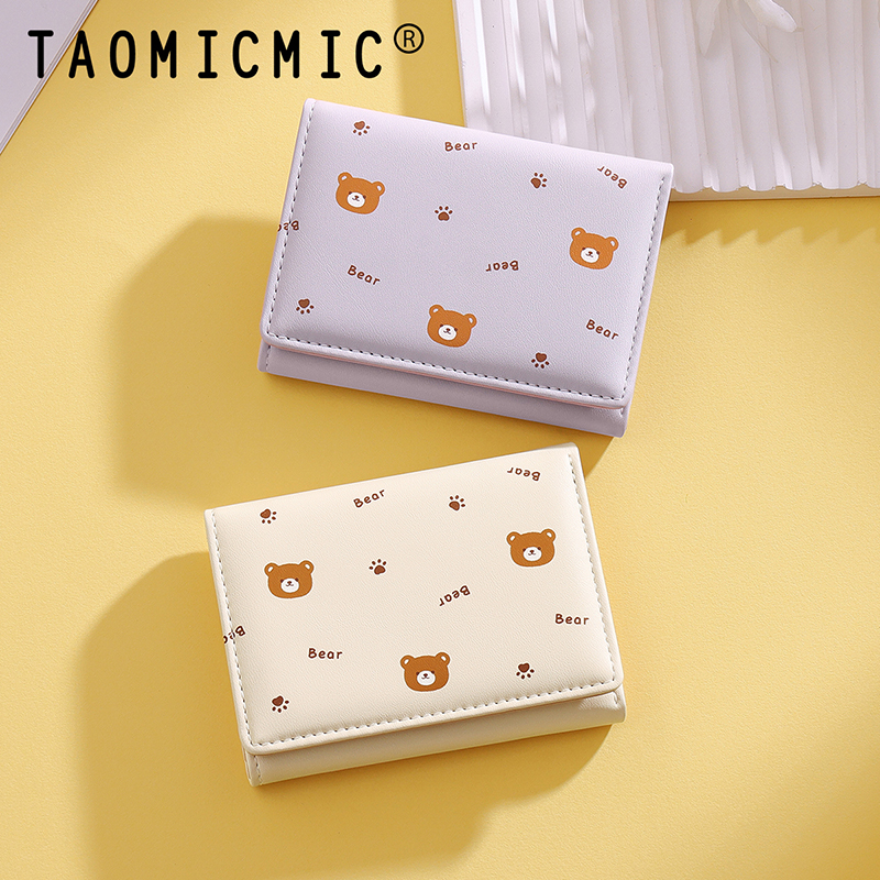 TAOMICMIC Women Trifold PU Wallet Bear Print Large Capacity Purse For Daily Use (Y9604) - 图片 8