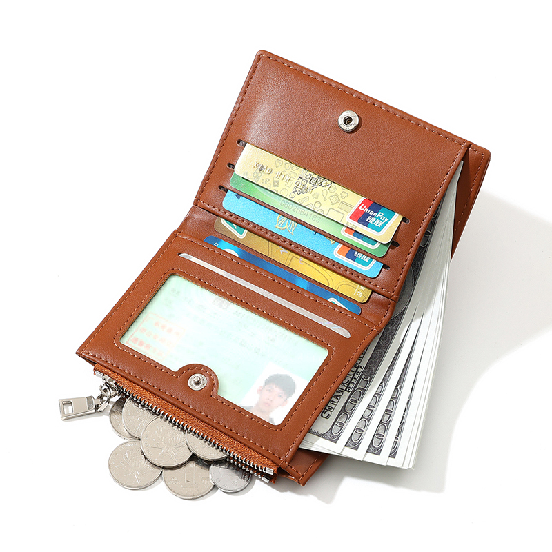 TAOMICMIC Women's Short Wallet Minimalist PU Leather Rivet Zipper Portable Coin Pocket For Gift (Y9614) - 图片 6