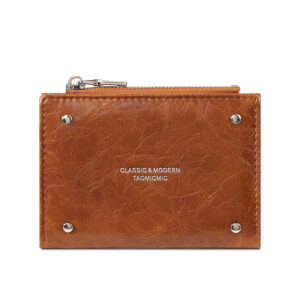 TAOMICMIC Women's Short Wallet Minimalist PU Leather Rivet Zipper Portable Coin Pocket For Gift (Y9614）