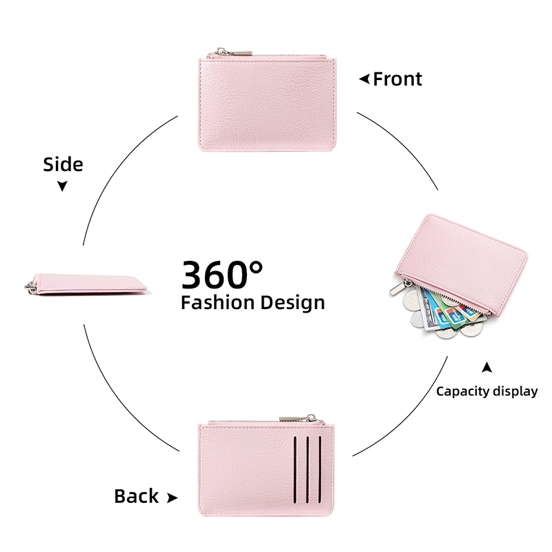 TAOMICMIC Women's Card Holder PU Leather Multi Solid Color Zipper Lightweight For Daily Present(Y9642) - 图片 4
