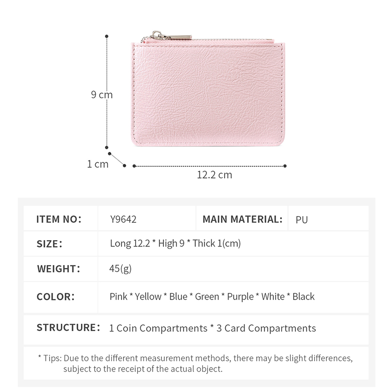 TAOMICMIC Women's Card Holder PU Leather Multi Solid Color Zipper Lightweight For Daily Present(Y9642) - 图片 3