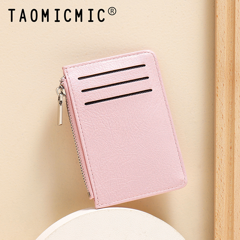 TAOMICMIC Women's Card Holder PU Leather Multi Solid Color Zipper Lightweight For Daily Present(Y9642) - 图片 6