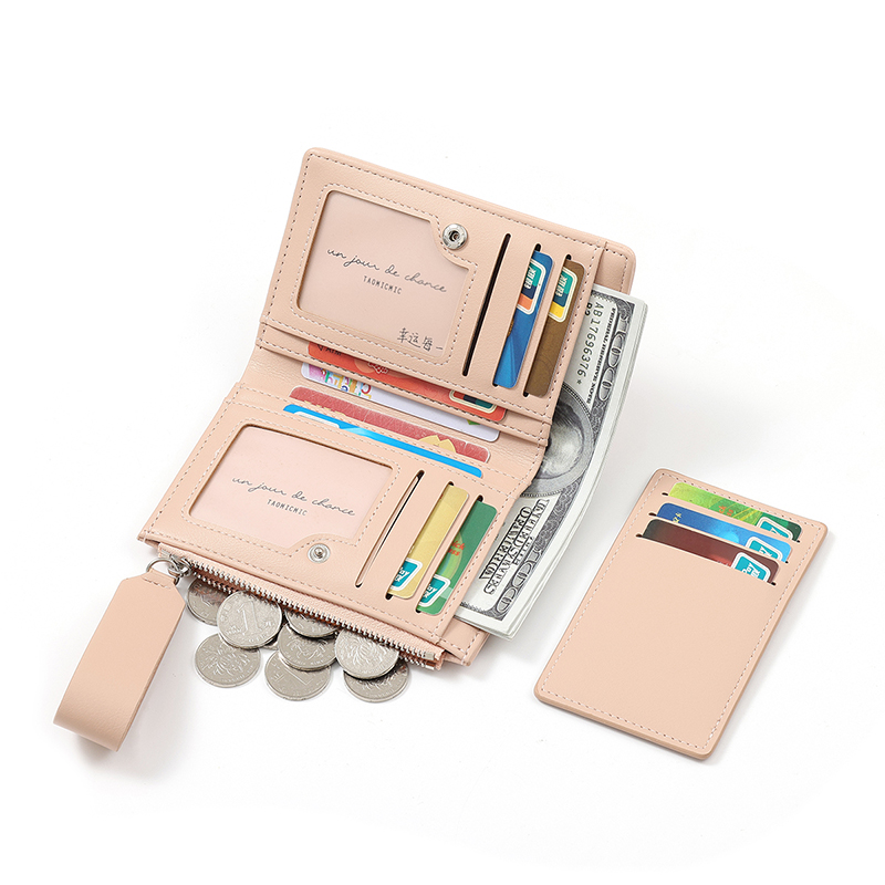 TAOMICMIC Women's Short Wallet PU Leather Zipper Coin Pocket Multi Card Slots For Gift(Y9234-A) - 图片 5
