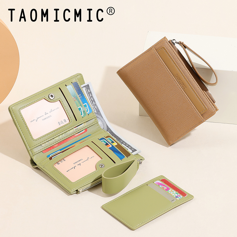 TAOMICMIC Women's Short Wallet PU Leather Zipper Coin Pocket Multi Card Slots For Gift(Y9234-A) - 图片 4