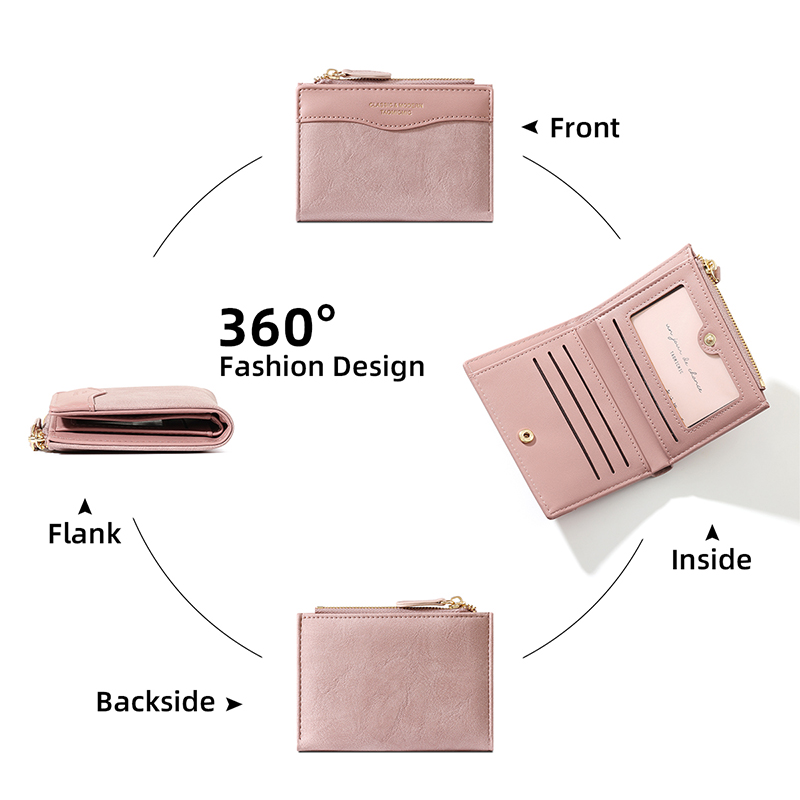 TAOMICMIC Short Bifold Wallet PU Leather Multi Card Slots For Gift (Y9615-A) - 图片 4