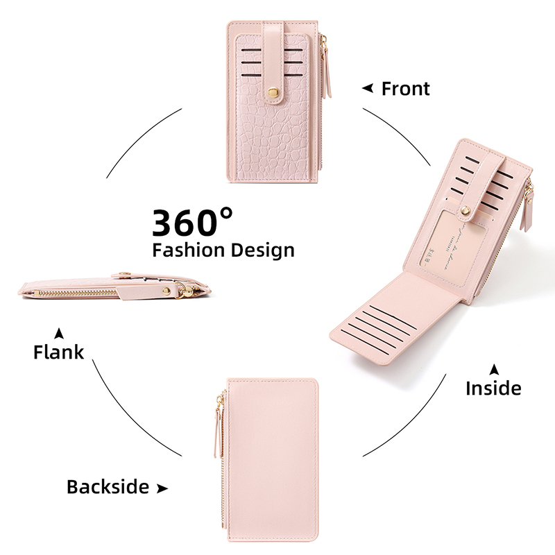 TAOMICMIC Fashion Women PU Leather Bifold Wallet Slim Multi Card Slots Purse Portable ID Card Holder Ladies Folding Coin Purse(Y9503-A) - 图片 3