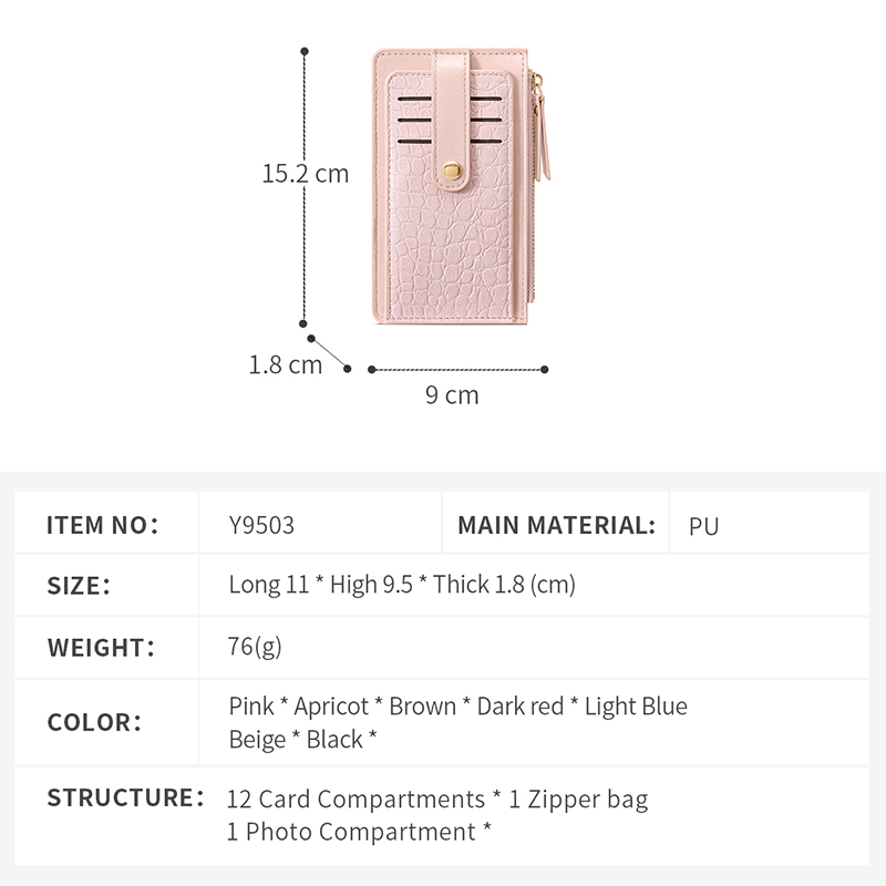 TAOMICMIC Fashion Women PU Leather Bifold Wallet Slim Multi Card Slots Purse Portable ID Card Holder Ladies Folding Coin Purse(Y9503-A) - 图片 6