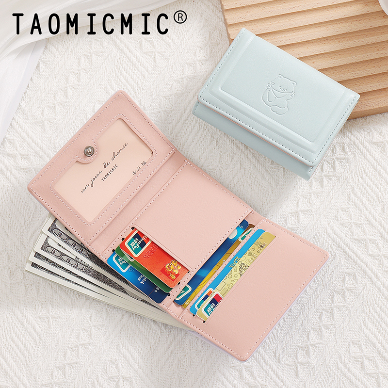 TAOMICMIC Women's Short Wallet PU Leather Embossed Pattern Slim Lightweight For Gift(Y9636) - 图片 2
