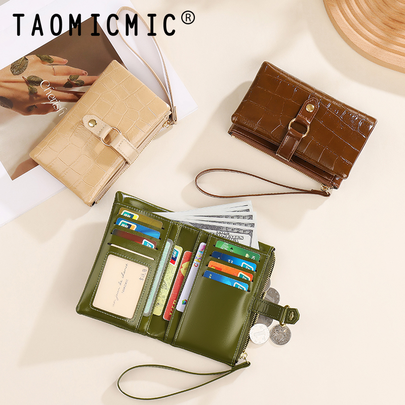 TAOMICMIC Women Short Wallet Crocodile Pattern for Multi‑card Slots Wristlet Purse(Y9592) - 图片 7