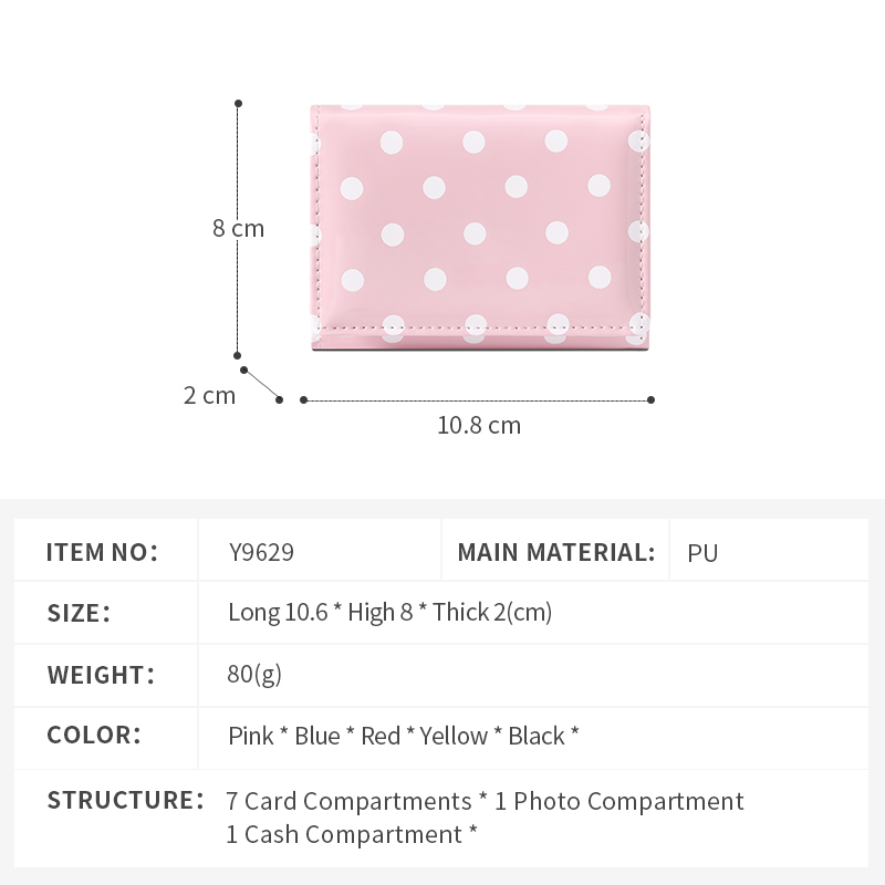 TAOMICMIC Women's Short Wallet PU Leather Biflod Slim Lightweight For Gift(Y9629) - 图片 5