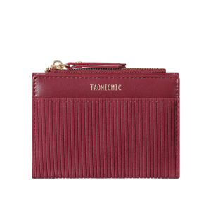 TAOMICMIC  Women Simple Striped Bifold Wallet Buckle Design For Multi Card Slots Zipper Coin Purse（Y9684）