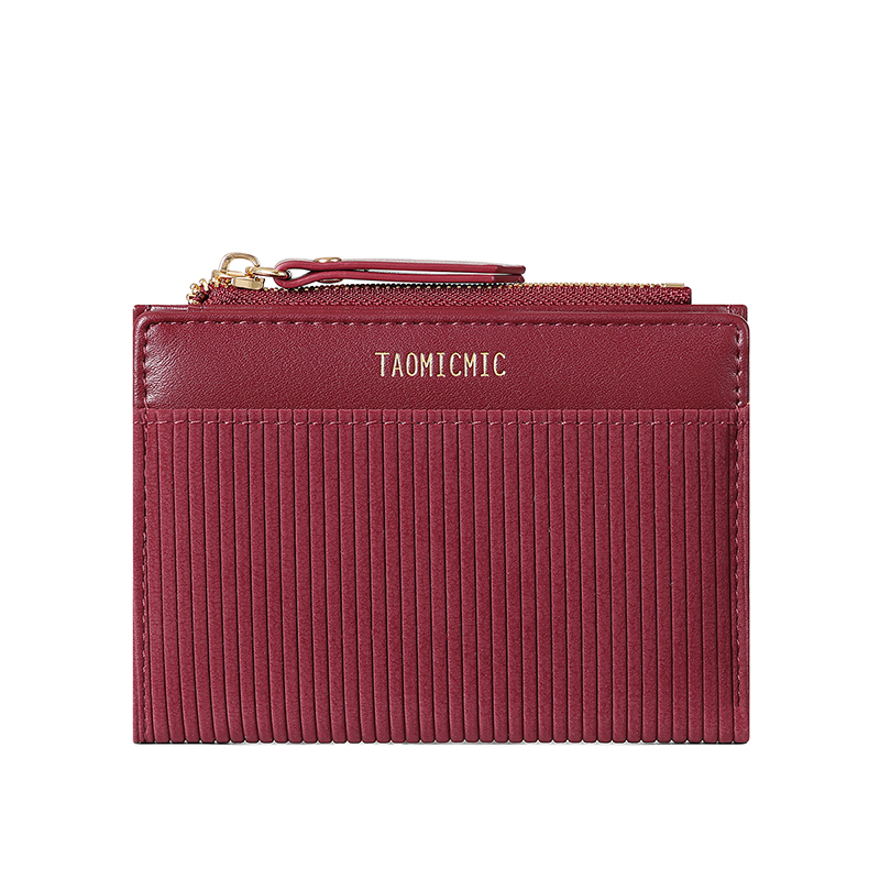 TAOMICMIC Women Simple Striped Bifold Wallet Buckle Design For Multi Card Slots Zipper Coin Purse(Y9684)